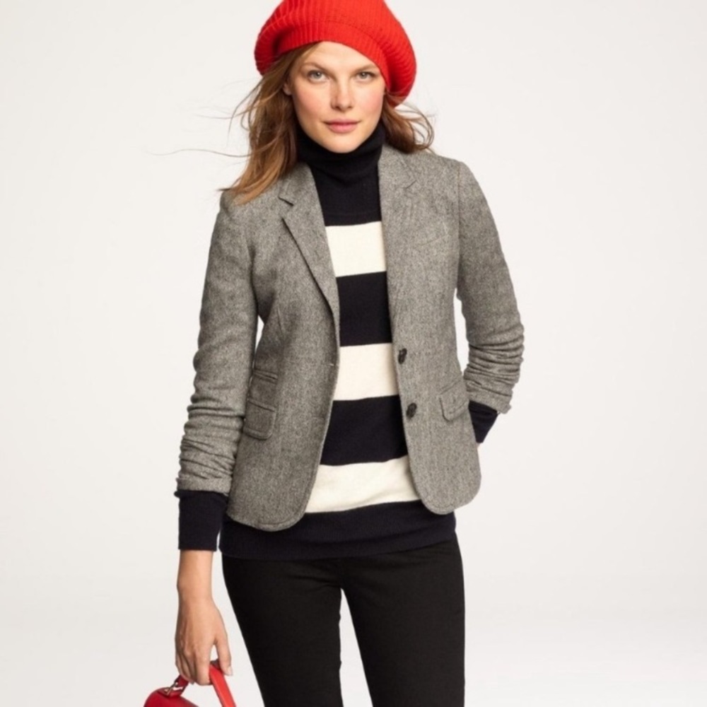 J CREW wool wi suede elbow patch 2 button professor college blazer jacket 0 XS